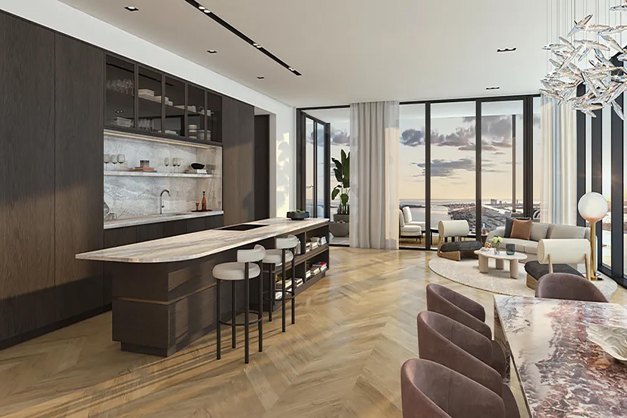 Rendering Of The Waldorf Astoria Miami Residences Kitchen